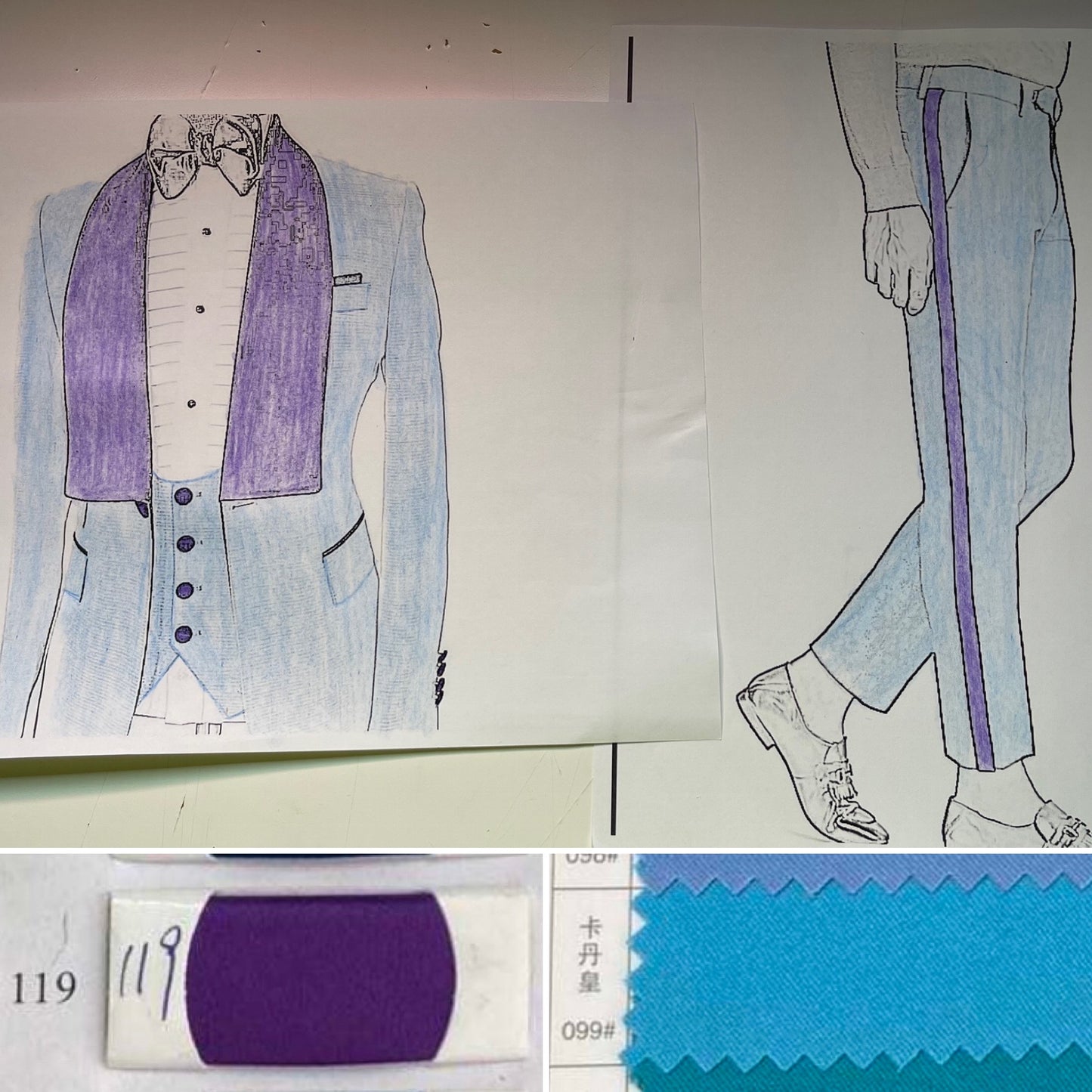 3-piece blue & purple suit (View instructions below)